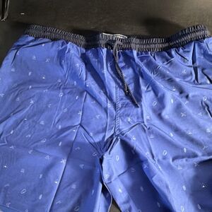Mammoth Men's Blue Geometric Swim Shorts Polyester Drawstring Patch Pocket